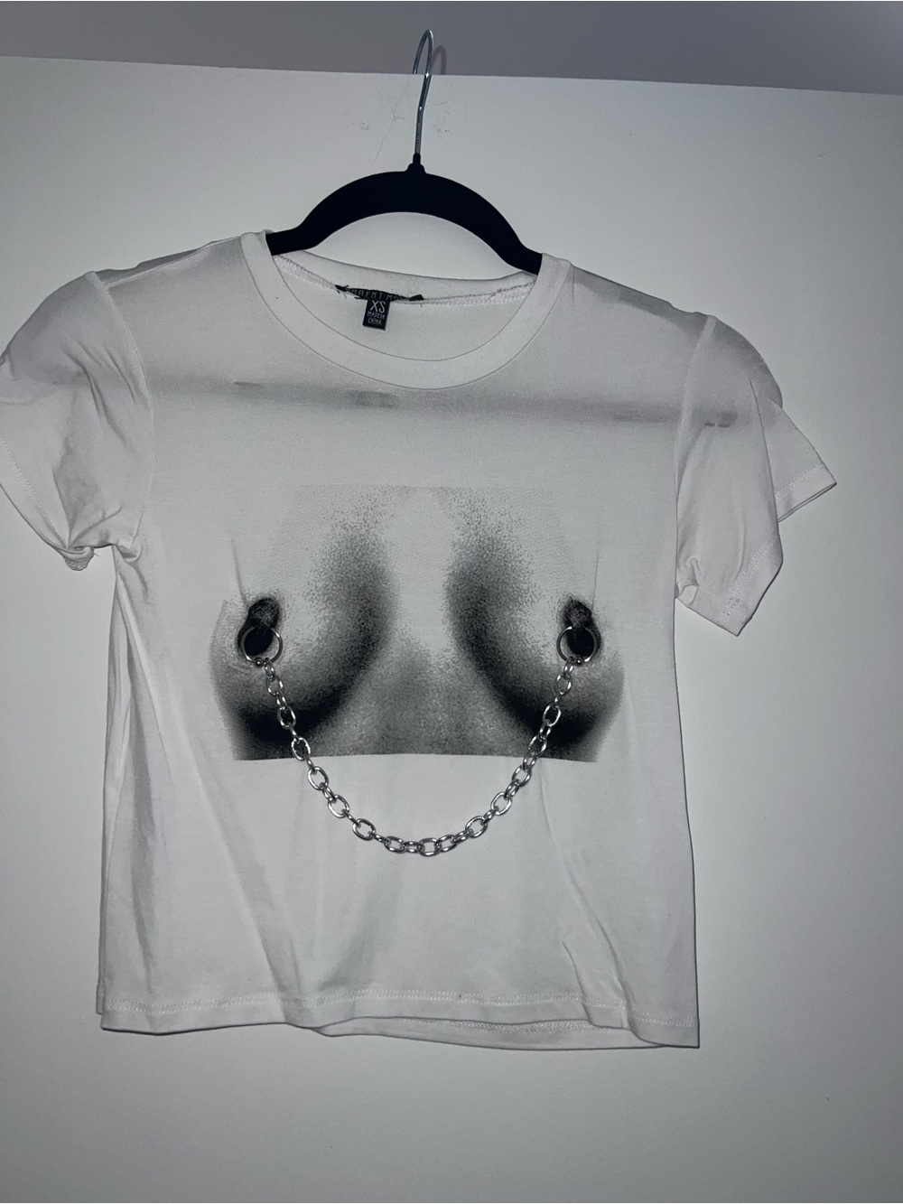 Current Mood White Chain Graphic Baby Tee
